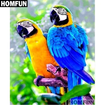 

HOMFUN Full Square/Round Drill 5D DIY Diamond Painting "Animal parrot bird" Embroidery Cross Stitch 3D Home Decor Gift A01654