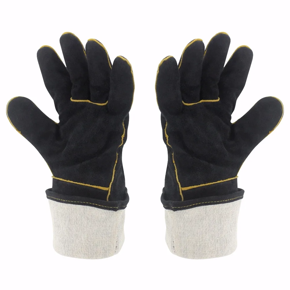 KIM YUAN 013/027L Welding Gloves Heat Resistant for Welder/Cooking/Baking/Fireplace/Animal Handling/BBQ Black 14in&16inches - Image 6