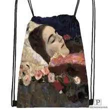 Custom Gustav_Klimt @2 Drawstring Backpack Bag Cute Daypack Kids Satchel (Black Back) 31x40cm#20180611-02-98