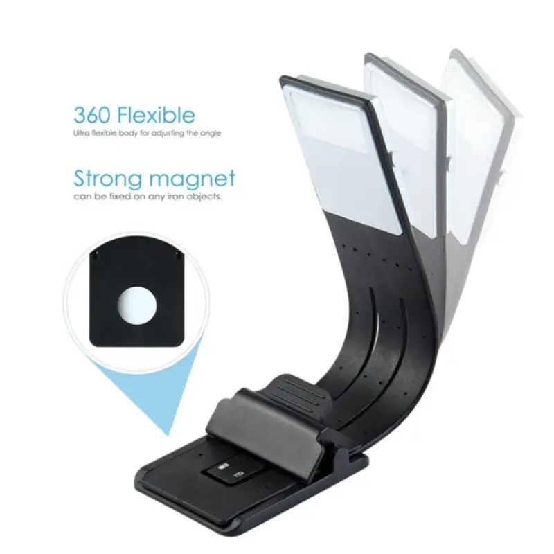 

Rechargeable Reading Lamp Compact Book Light Flexible LED Light Clip-on LED Lamp for Kindle and Book 4 Modes Black