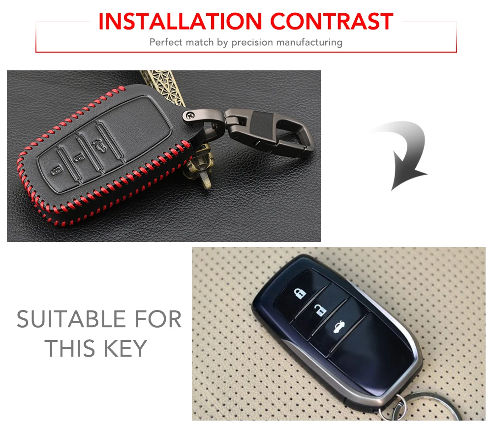 Черный кожаный чехол для автомобиля Smart Key для Toyota Camry Coralla Crown RAV4 Highlander 3 кнопки дистанционного ключа защитный чехол