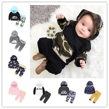 Ins/ г. Лидер продаж, Высококачественная детская одежда на весну и осень, Новое поступление, хлопковая одежда для новорожденных комплекты из 2 предметов с капюшоном и принтом животных