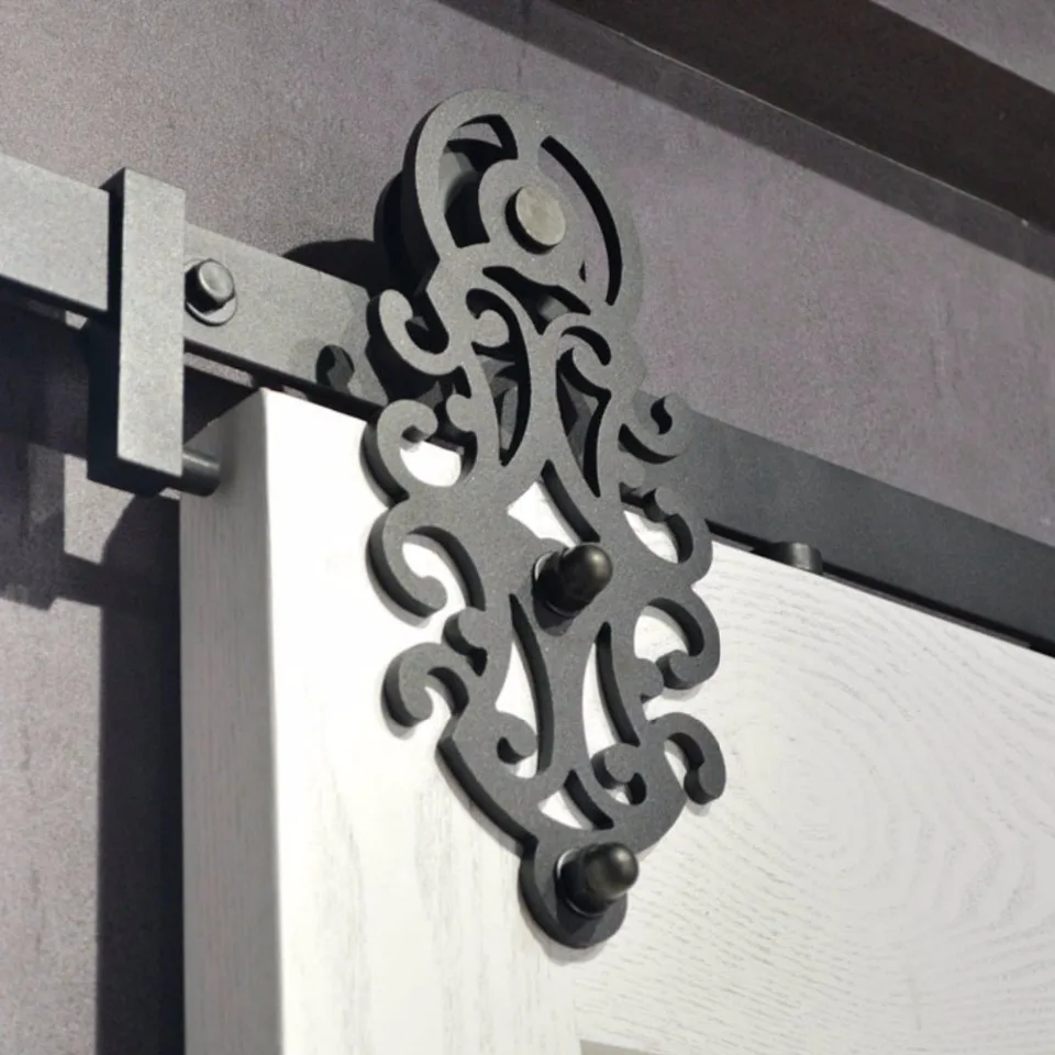 6 6ft Royal Black Steel Sliding Barn Door Hardware For Interior Doors Slides Aliexpress