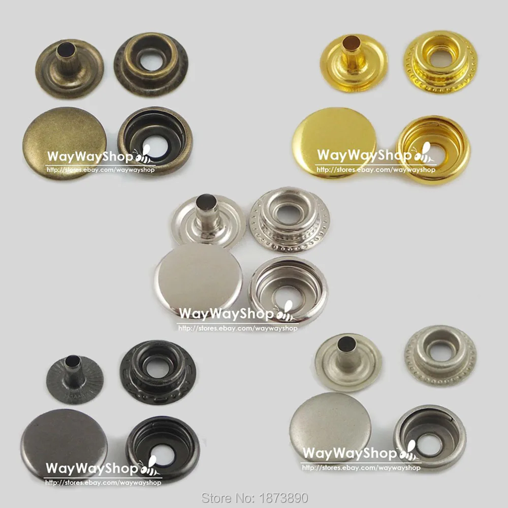 

100 PCS 12mm 15mm Leather craft Rapid Rivet Button 5 Colors Metal Snaps Fasteners 1/2" 5/8''