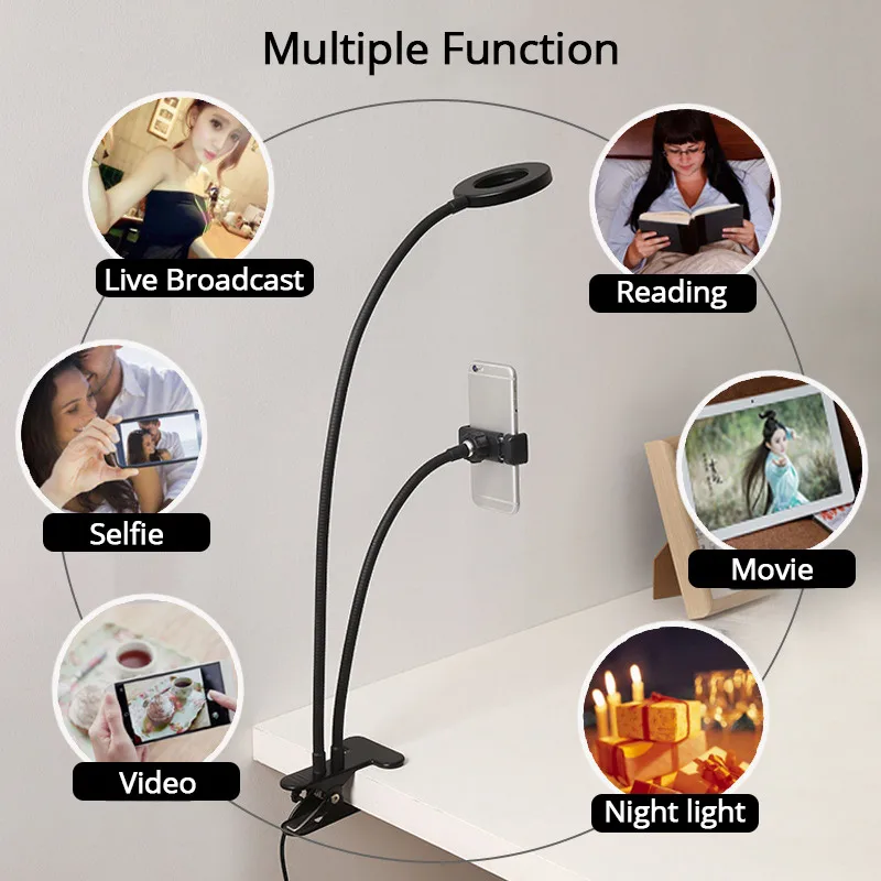  2 in 1 360 Degree Mobile Phone Holder Stand Long Arm Flexible Desktop Cip Bracket Photography 3 mod