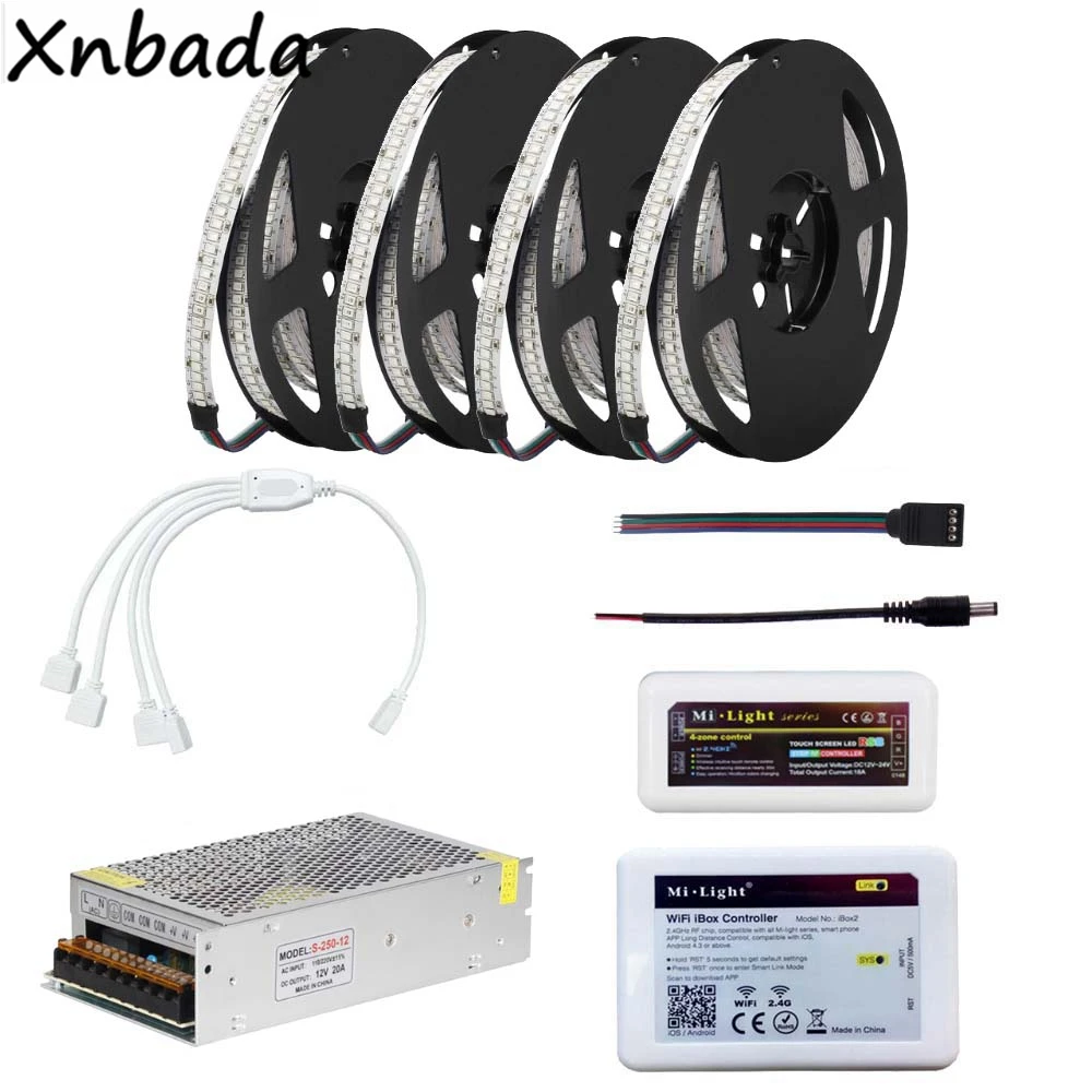 

DC12V 2835SMD 234Leds/m RGB Led Strip Light,Milight WIFI IBOX RGB Led Controller Power Supply Kit 5M 10M 15M 20M