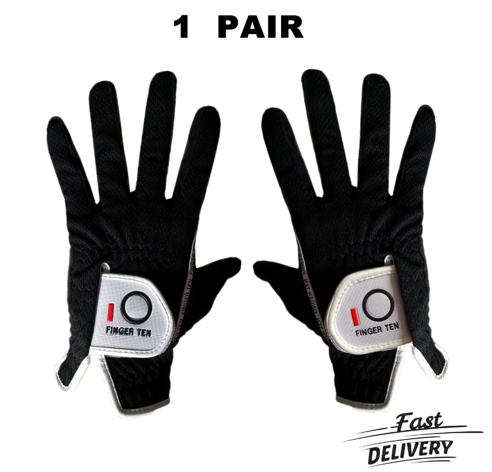 Finger Ten 1 Pair Men's Golf Gloves Rain Hot Wet Grip Left and Right Hand Pr Comfortable Fit Small Medium Large ML XL Gloves Finger Ten 1 Pair Men's Golf Gloves Rain Hot Wet Grip Left and Right Hand Pr Comfortable Fit Small Medium Large ML XL Gloves