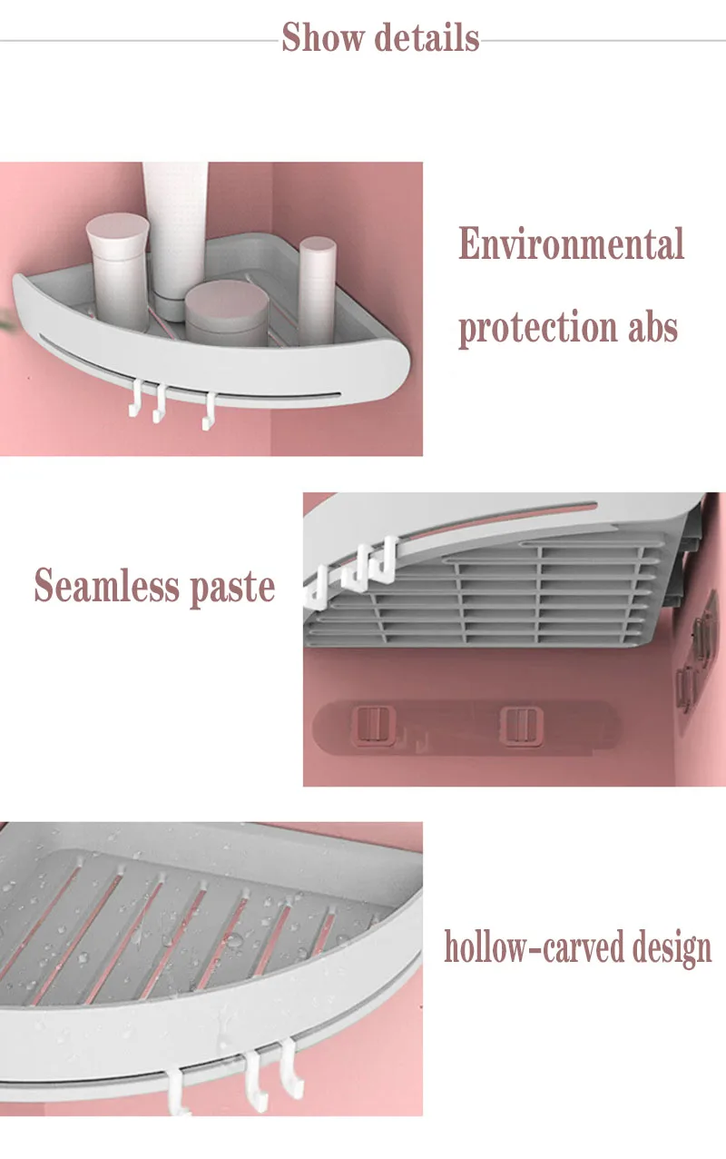 Полка для ванной комнаты настенная треугольная пластиковая корзина для хранения