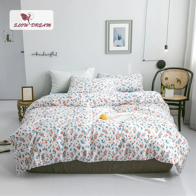 

SlowDream 100% Cotton Comforter Cover Bedding Set Bed Linens Nordic Bedspread Duvet Cover Set Decor Bed Flat Sheet Pillowcase