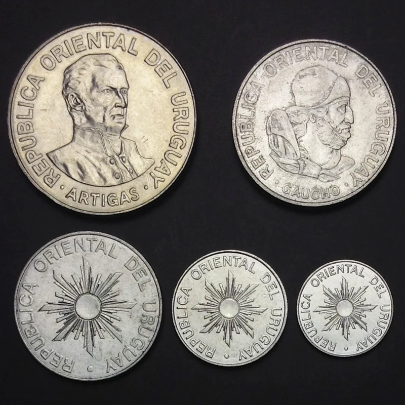 

Uruguay 5pieces/ Set UNC original Coin Not circulated 1989 year