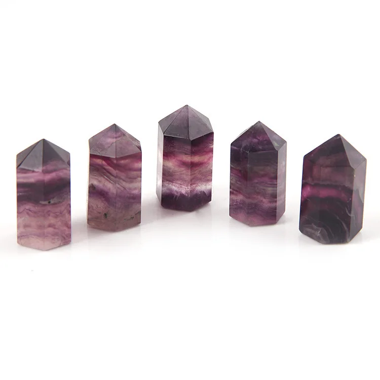 

2015 Good quality jewelry low price height of 3.5 cm thickness of 1.8 cm Natural purple Fluorite QUARTZ crystal point 5pcs/lot