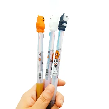

36pcs/lot Korean Version Silica Gel Kawaii Cute Cartoon Three Bear Ballpoint Pens Party Gift For Kids School And Office Supply