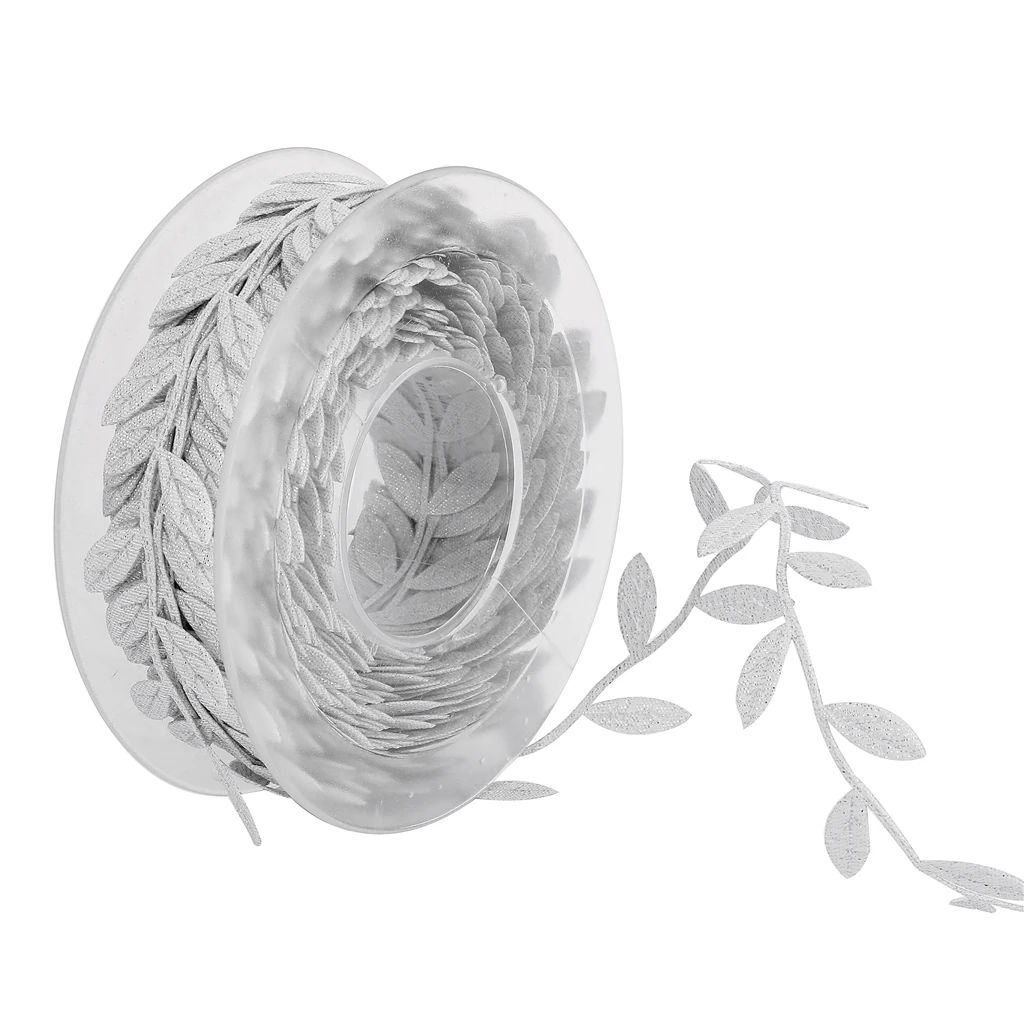DIY 15m Leaves Ribbon Trim Wreath for Wedding Birthday Christmas Wall Crafts Dress Clothes Party Decor Scrapbooking Cardmaking