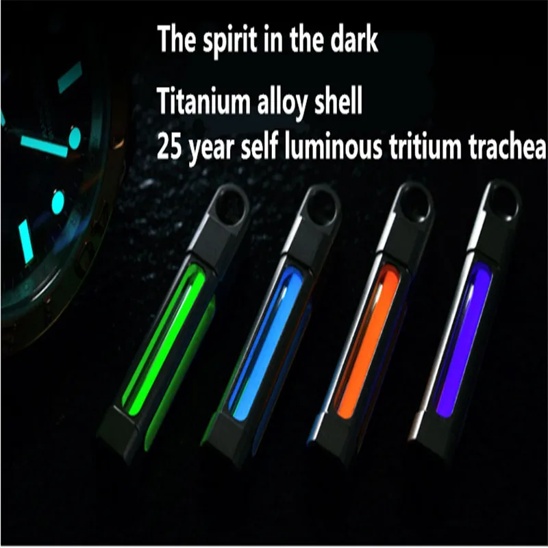 

Free Shipping Self luminous 25 year titanium alloy tritium gas lamp key ring life-saving emergency lamp For gift Tritium Lamp