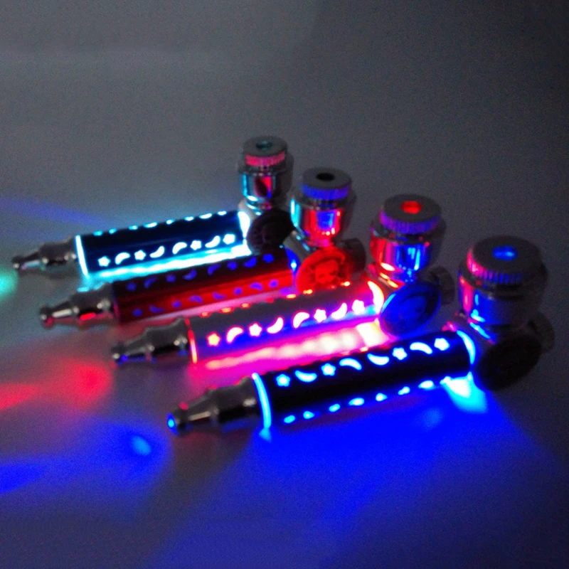 

LED Flash Colorfull Light metal Pipes Tobacco Pipe Smoking Pipe Smoke Detectors Grinder Smoke Narguile Cigarette Holder