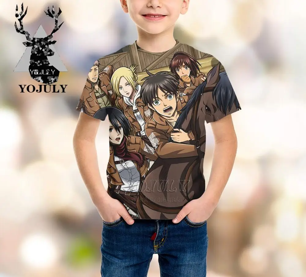 YOJULY Attack On Titan/детская одежда с 3d принтом для маленьких мальчиков и девочек-подростков детская футболка Лидер продаж, модные футболки с круглым вырезом, A230 - Цвет: 16