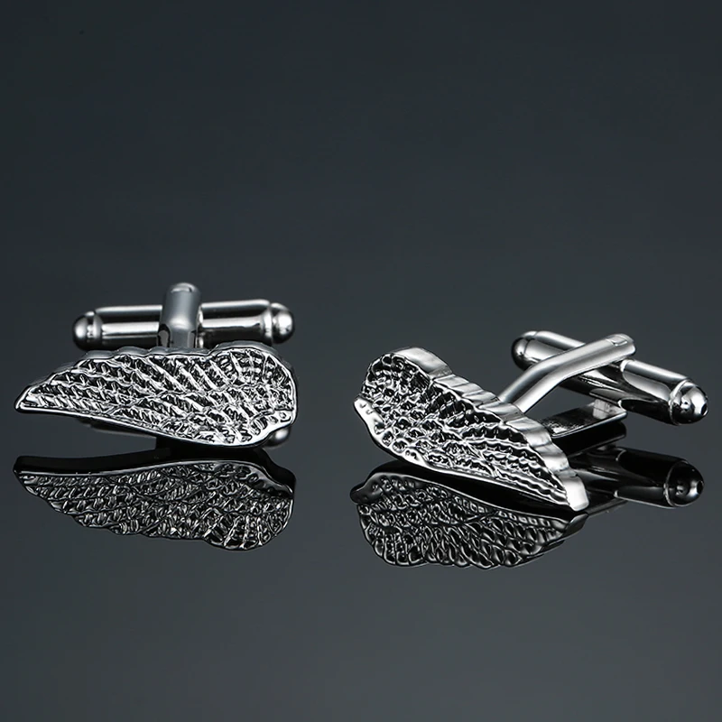 

DY The new high quality brass plating Silvery angel wings Cufflinks fashion Men's French shirt Cufflinks