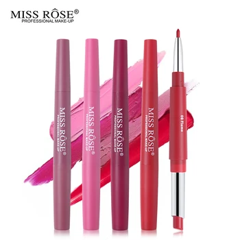 

Miss Rose Lipstick Lipliner Set 4 Colors Silky Matte Lip Stick Waterproof Nude Lip Liner Soft Long-wearing Beauty Cosmetics Kit