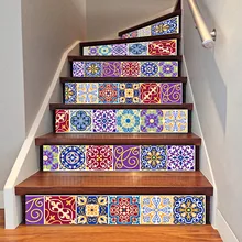 6 шт. Сделай Сам плитка наклейки мексиканские традиционные Стикеры для лестницы съемный Водонепроницаемый обоев домашний декор 7,1X39,4 Inch Z40