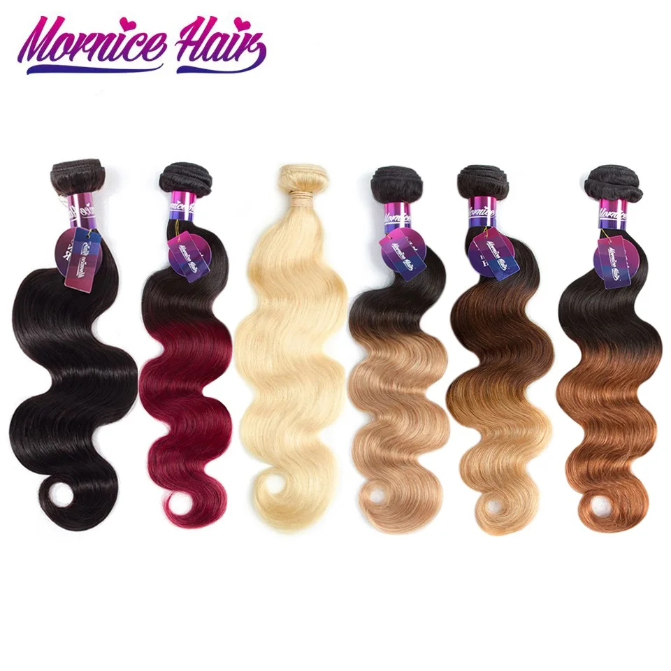 Mornice Brazilian Body Wave Hair Extensions Human Hair Bundles Non Remy 1 Pc Deal Can Buy 3 or 4 Bundles Ombre Blond Bundles