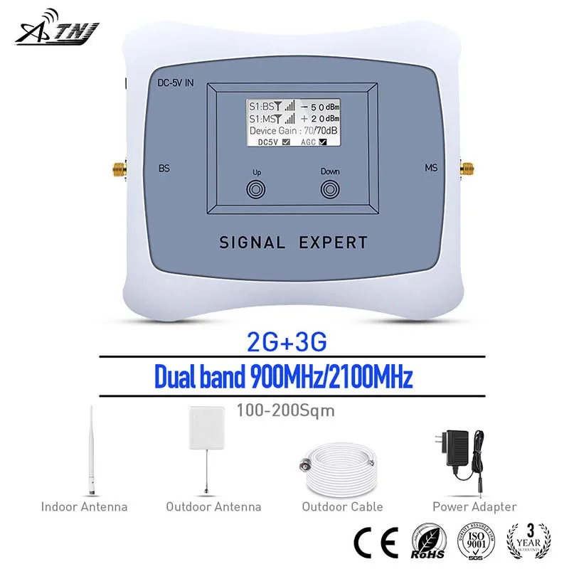 2022 New Design! Dual Band 900/2100mhz Mobile Signal Booster 2g 3g
