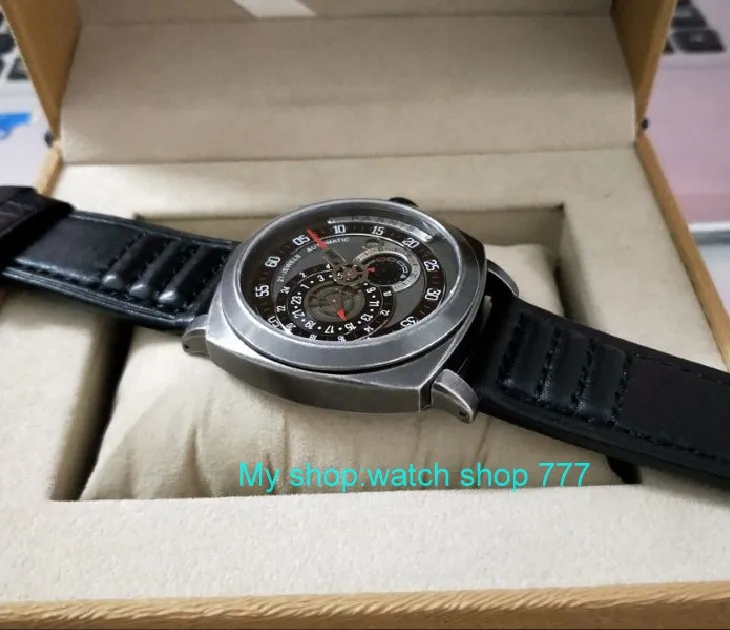 43mm PARNIS Japanese Automatic Self-Wind movement men's watch Auto Date 24-hour display Mechanical
