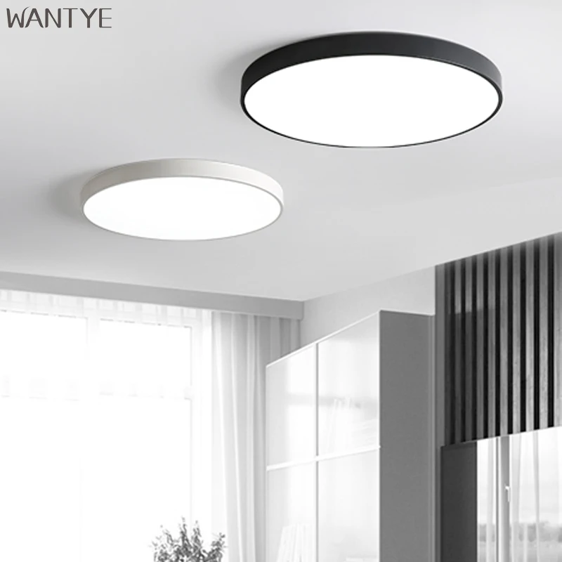 

Modern Ultra-thin Round LED Ceiling Light Lamps Dimmable for Living room Kids room Kitchen Lighting Fixtures Black Flush Mount