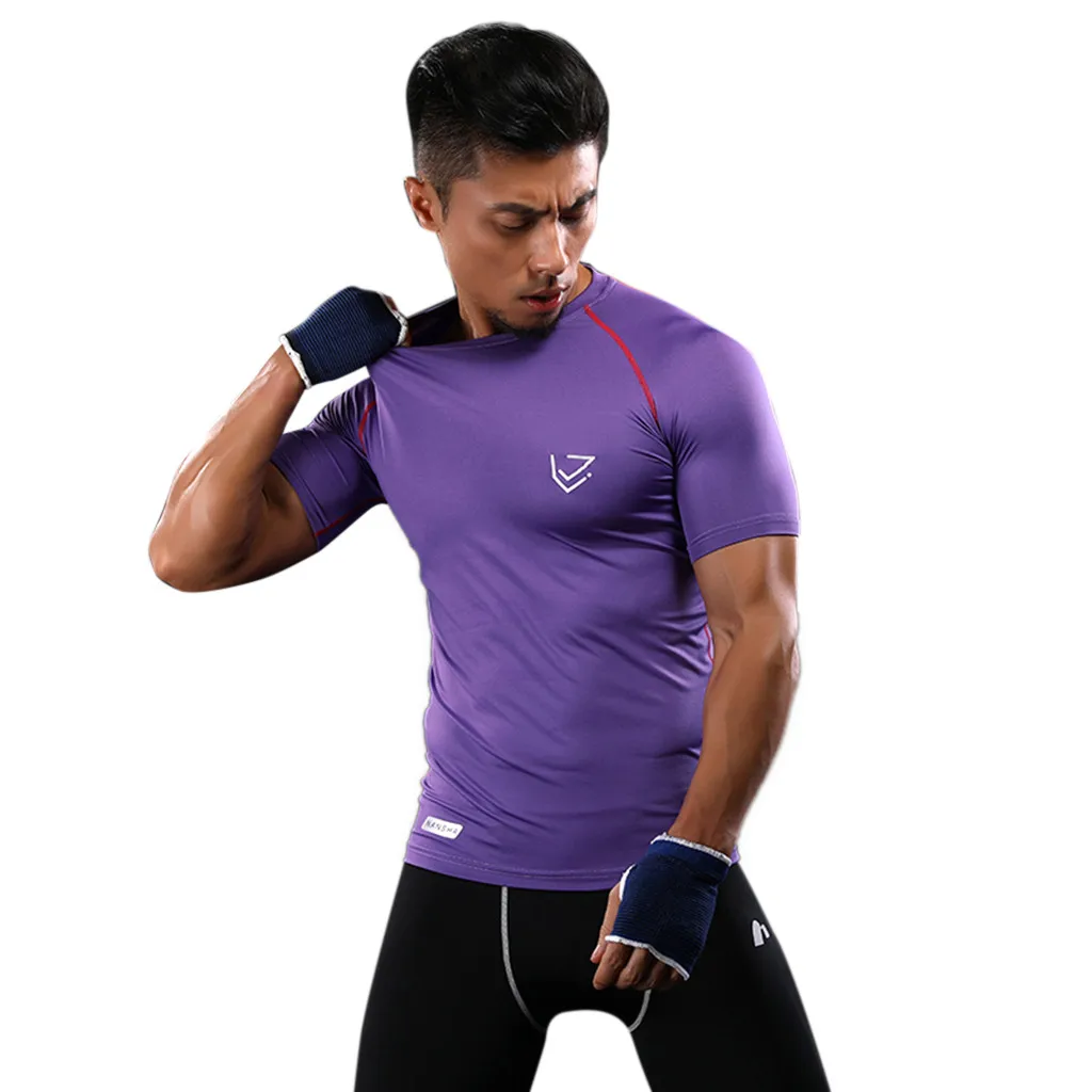 

Perimedes Men's Compression Men's Run Sports Cotton T-shirt Tops Athletic Running Training Gym T-shirts Dri fit Base Layer#g30