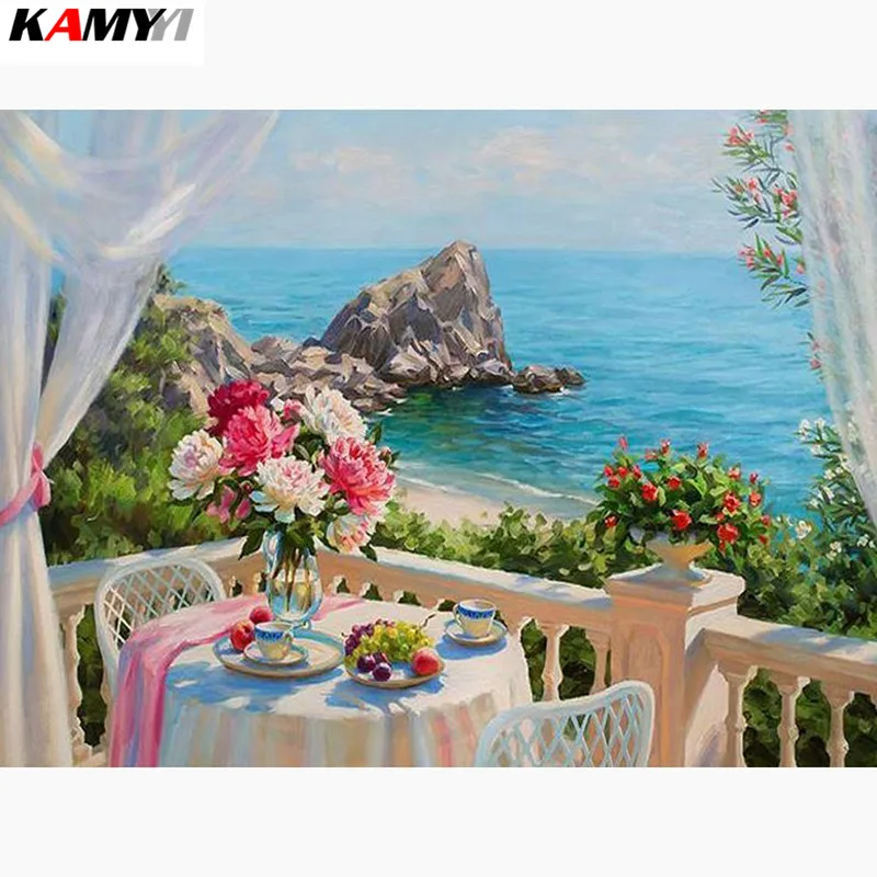 

Diamond Embroidery Landscape Full Drill Square Home Decoration Sea 5D DIY Diamond Painting Flowers Picture Of Rhinestone XY1