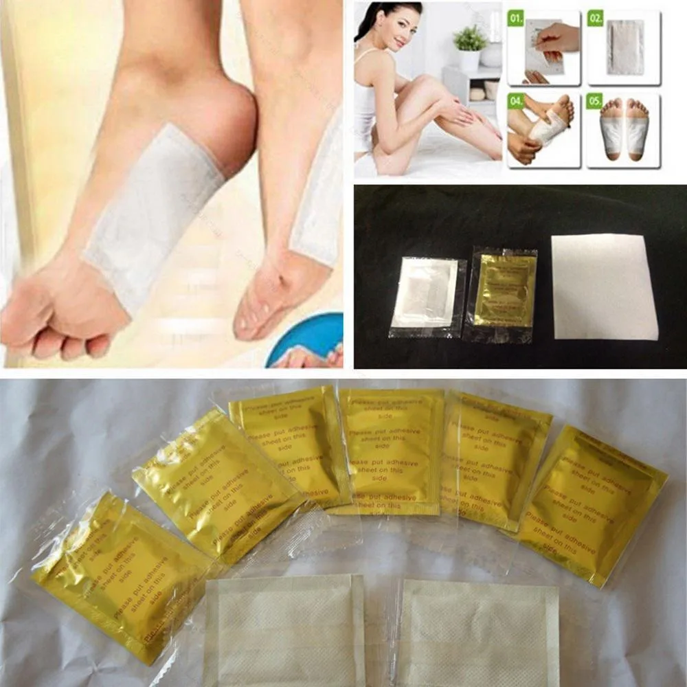 20pcs/lot Gold Premium Kinoki Detox Foot Pads Organic Herbal Cleansing Patches Feet Care Accessory(10pcs Patches+10pcs Adhesives