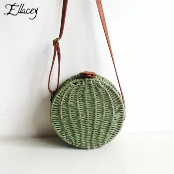 

Ins Popular Women Handmade Round Beach Shoulder Bag Bali Straw Bags Summer Woven Rattan Circle Bag Women Messenger Bag