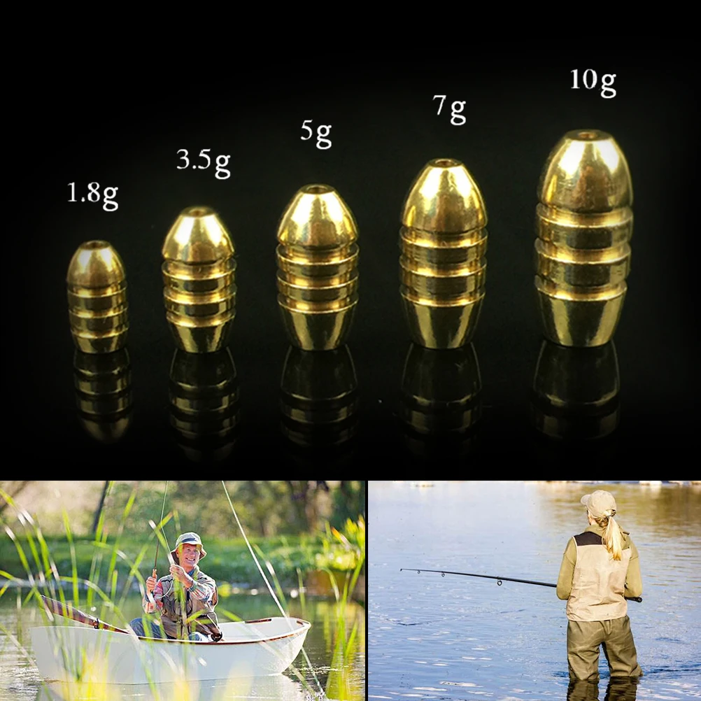 10pcs/lot bullet copper fishing sinkers for soft lure bait additional weight sinkers fly tying