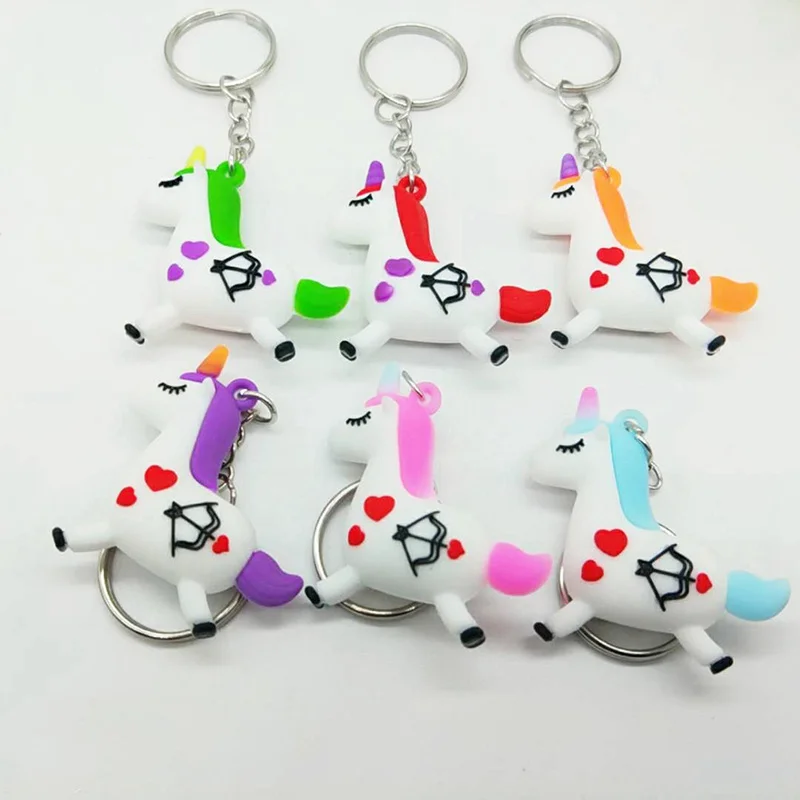 Hot Sale Cute Unicorn Keychain Animal PVC Keychains Women Bag Charm Key Ring Pendant Gifts High