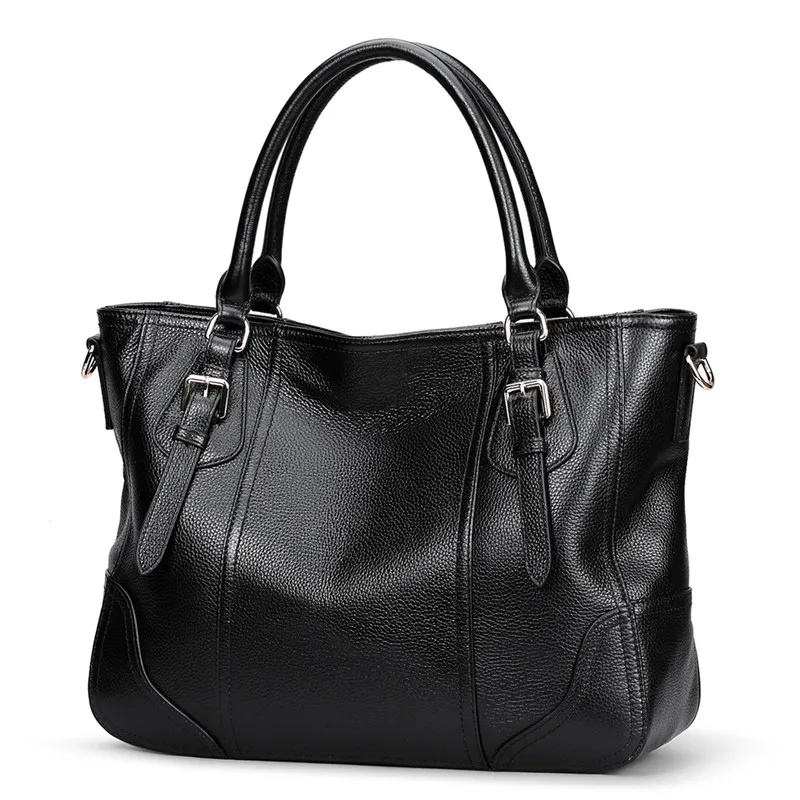 Брендовые роскошные женские сумки из натуральной кожи, женская сумка, сумки в винтажном стиле, вместительные Офисные сумки на плечо, женская сумка-мессенджер - Цвет: Черный