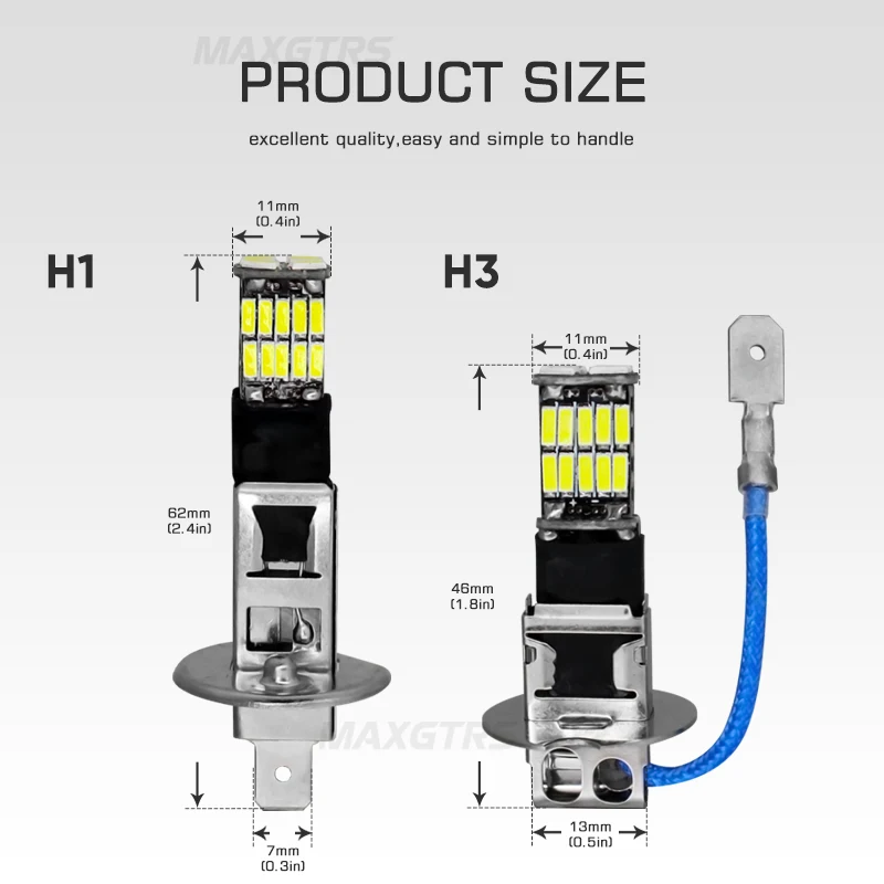 2x H3 H1 4014 26SMD светодиодный сменный автомобильный противотуманный светильник s Canbus без ошибок, дневной ходовой светильник, автомобильная лампа белого/синего/голубого цвета