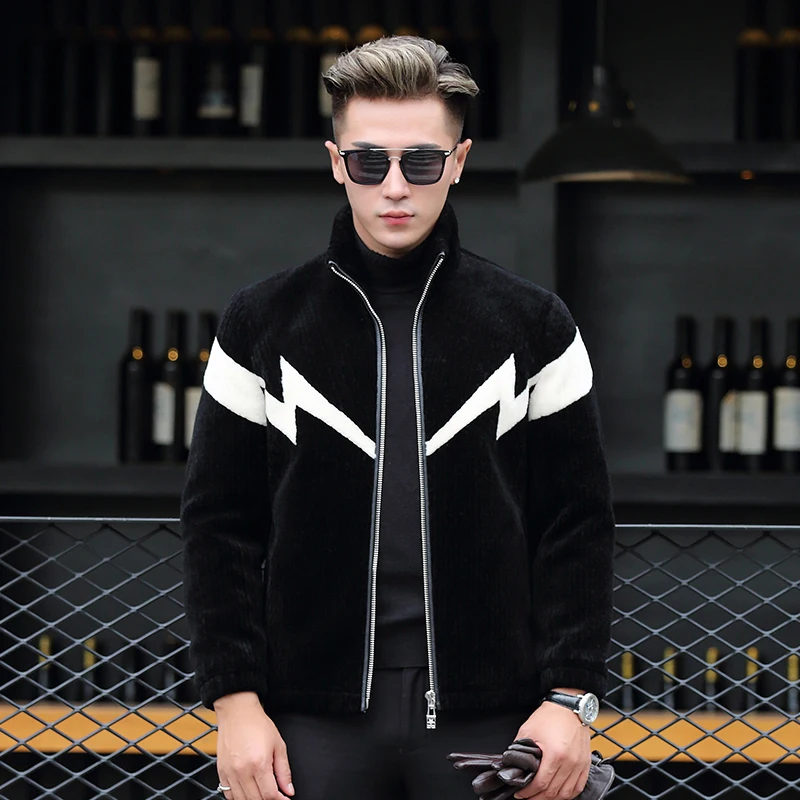 

New sheep shearing Haining leather and fur integrated feather white duck down body-building man fur K9008P850