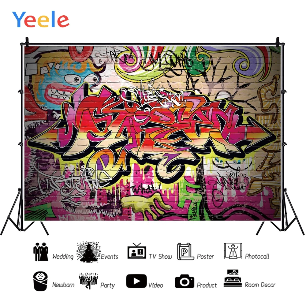 

Yeele Decadent Graffiti Wall Grunge Abstract Clown Personalized Photographic Backdrops Photography Backgrounds For Photo Studio