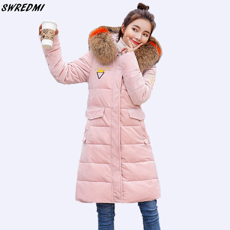 SWREDMI 2019 Student Winter Coat For Girls Cute Pink Parkas Hooded Fur ...