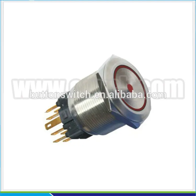 2505 25mm Ring lamp brass doorbell 24VDC red led metal push button switch