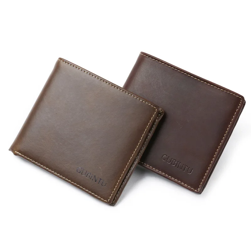 

Luxury 100% Genuine Leather Wallet Fashion Short Bifold Men Wallet Casual Soild Men Wallets With Coin Pocket Purses Male Wallets
