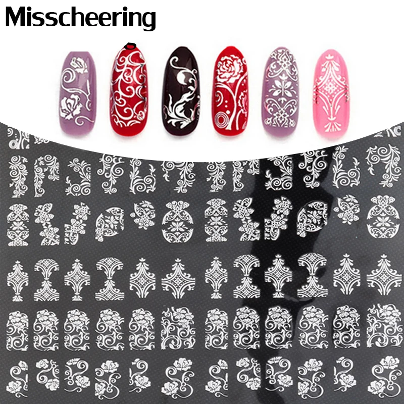 

New Arrival Silver 3D Nail Art Stickers Decals,108pcs/sheet Stylish Metallic Mixed Designs Nail Tips Accessory Decoration Tool