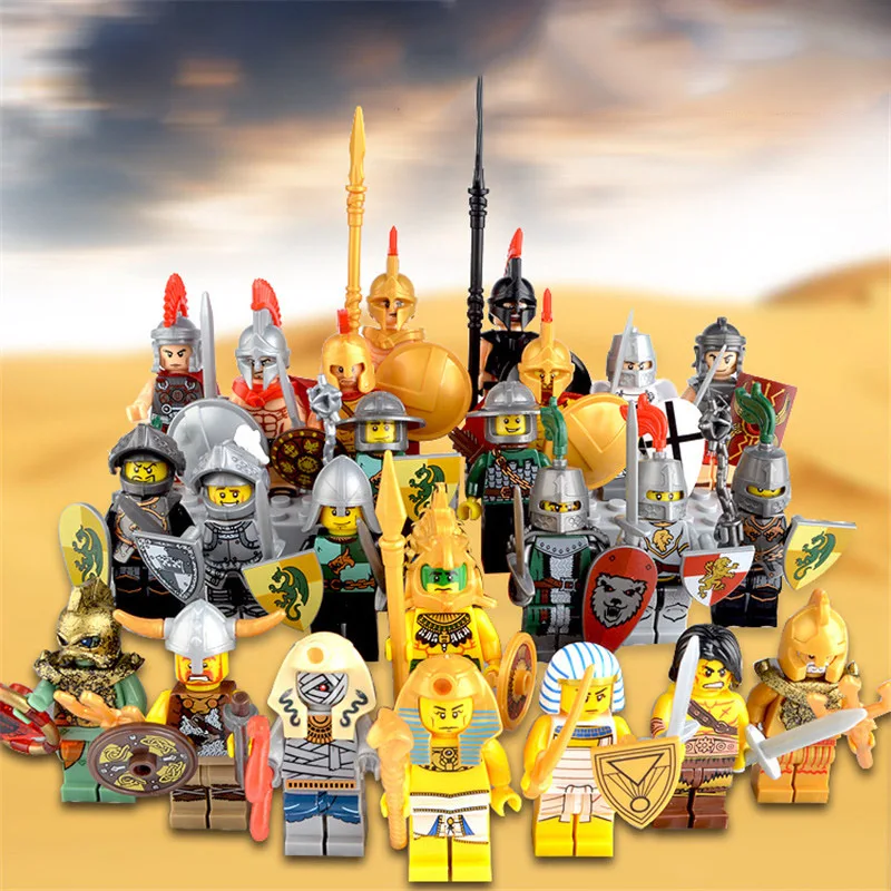 

8pcs The Ancient Egypt Rome Commander Soldiers Medieval Knights Army Group toys figures military building block
