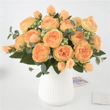 Искусственный шёлковый пион поддельный Свадебный букет цветов Свадебный букет для DIYHome кухонный стол Декор Свадебный Цветочный