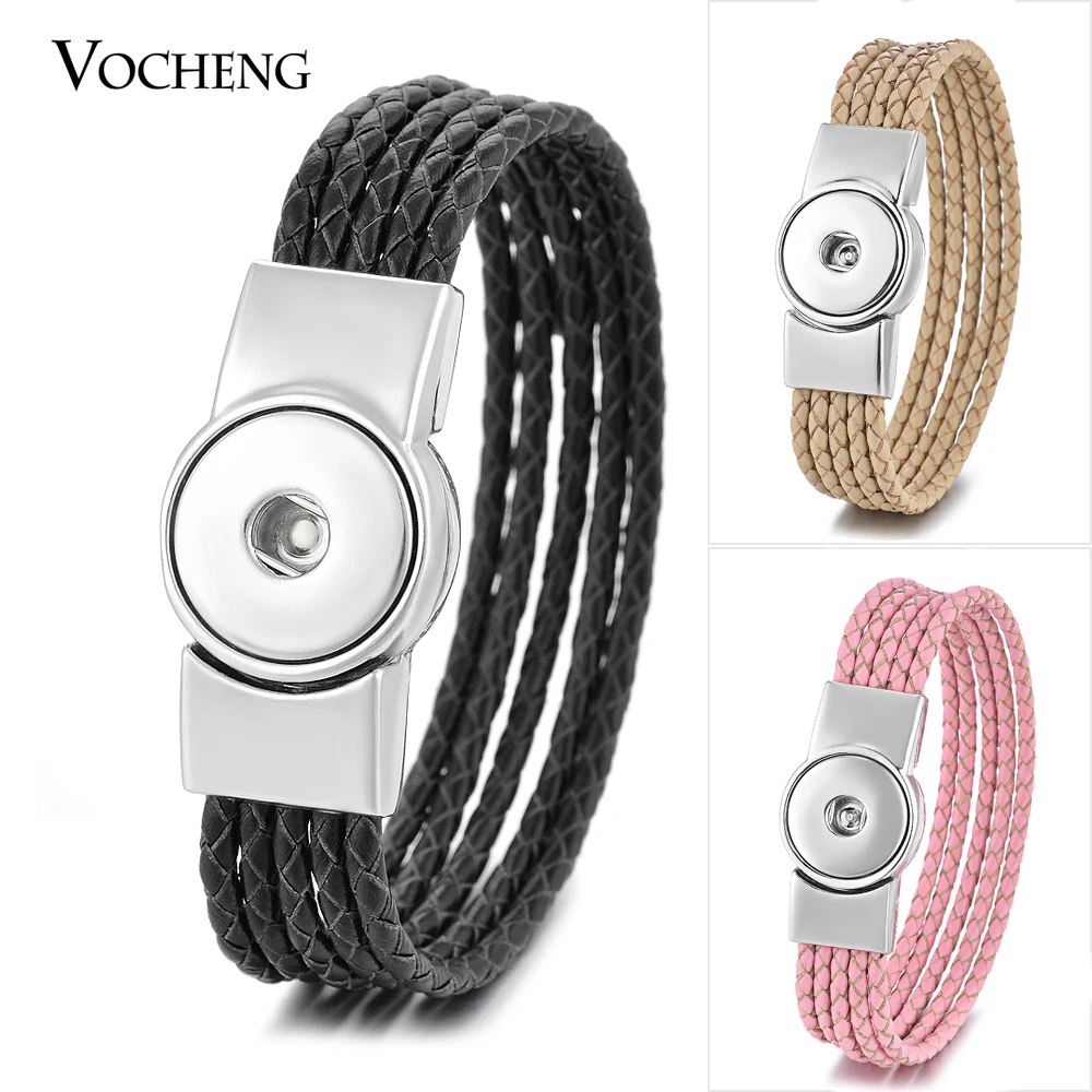 

Vocheng Ginger Snaps Jewelry 18mm 10 Colors Braided Leather Bracelet Magnet Clasp NN-525
