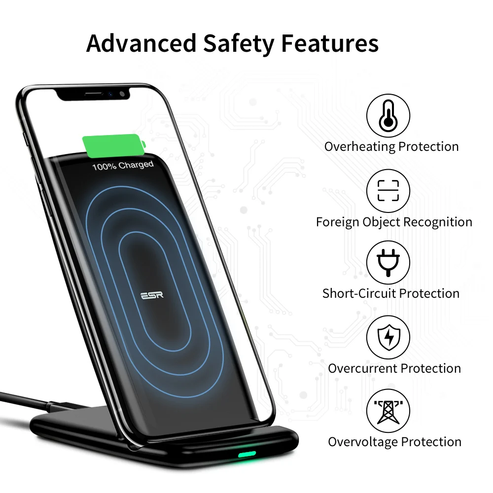 ESR Qi Беспроводное зарядное устройство для iPhone X 8 plus Быстрая Зарядка Док-станция Беспроводное зарядное устройство для samsung Note 8 S9 S8 Plus S7 S6 Edge
