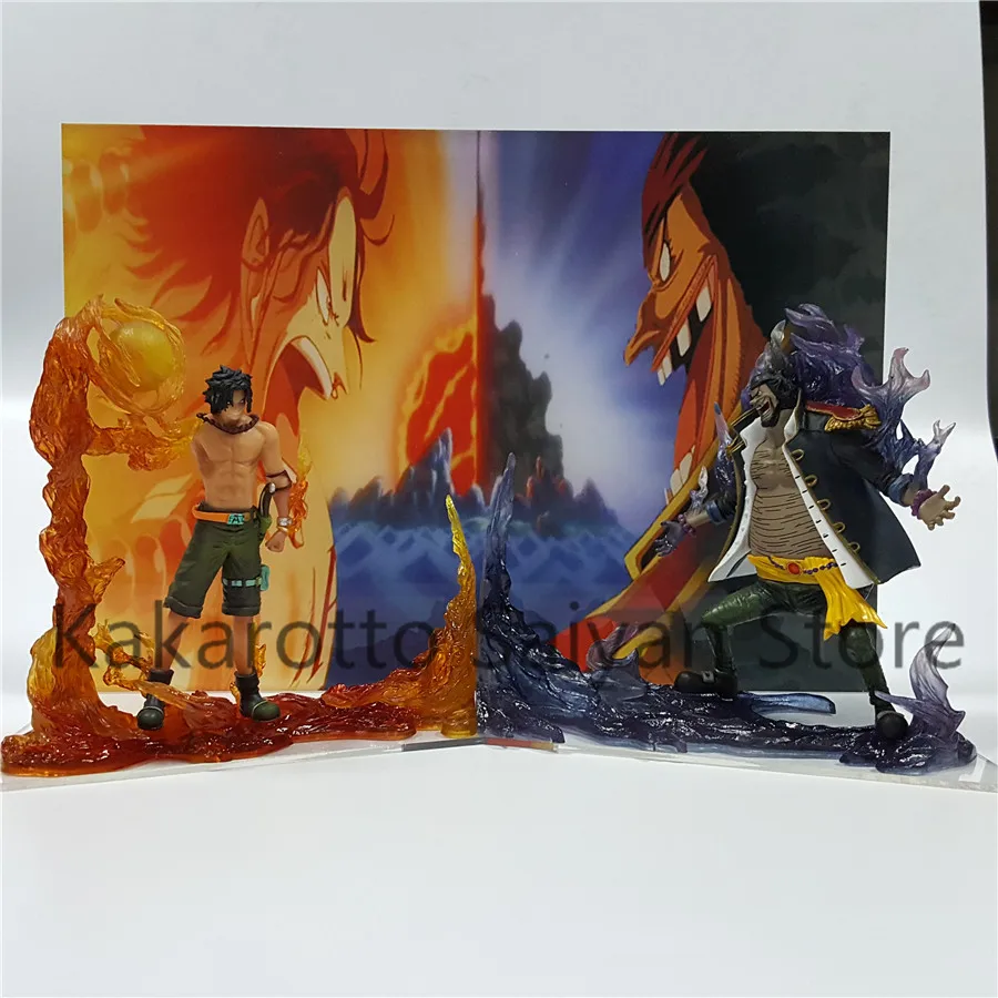 

One Piece Action Figure ACE VS Teach Model Toys One Piece Anime Luffy Zoro Collectible Model Toy Acrylic Background