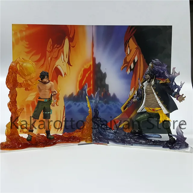 Cheap One Piece Action Figure ACE VS Teach Model Toys One Piece Anime Luffy Zoro Collectible Model Toy Acrylic Background