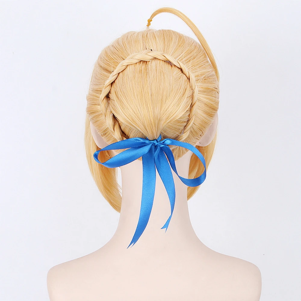 Карнавальный парик Fate Stay Night Arturia Pendragon Saber светло серый в стиле аниме Updo вечерние