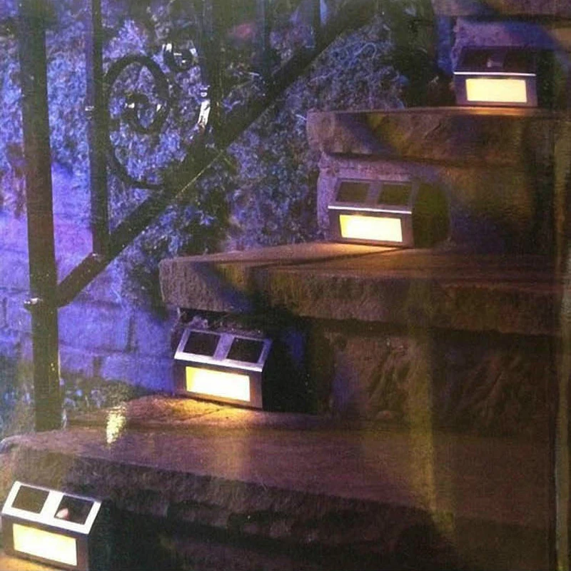 

Stainless Steel Outdoor LED Solar Light Garden Decoration Fence Wall Lamp Solar Powered Stair Lights Pathway Yard Lighting