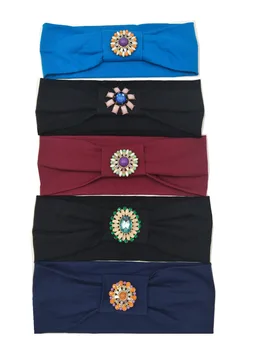 

J17444 cotton women headwrap with alloy metal flower
